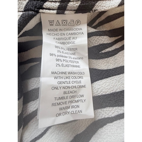 Michael Kors Zebra Print Smocked Waist Ruffle Midi Dress Med Bone/Black NWT - Picture 5 of 6